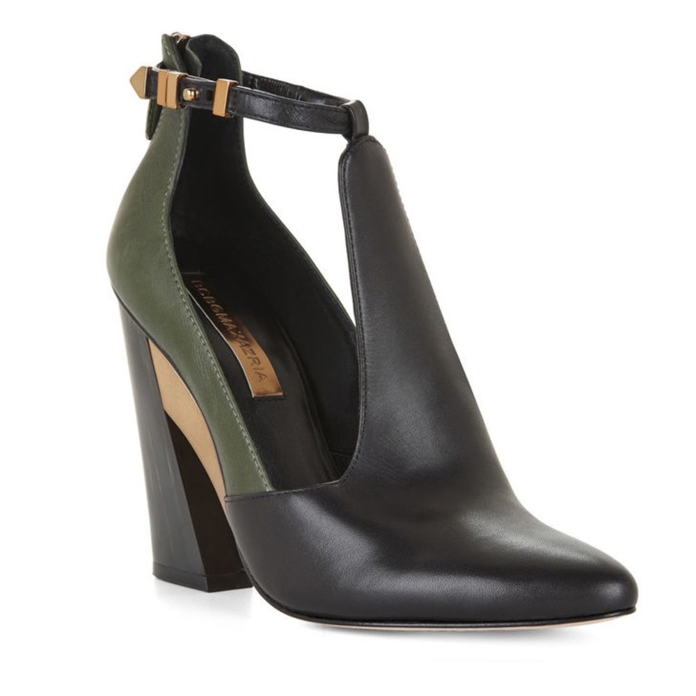 **SOLD-**BCBG MAXAZRIA Colorblocked Cutout Booties